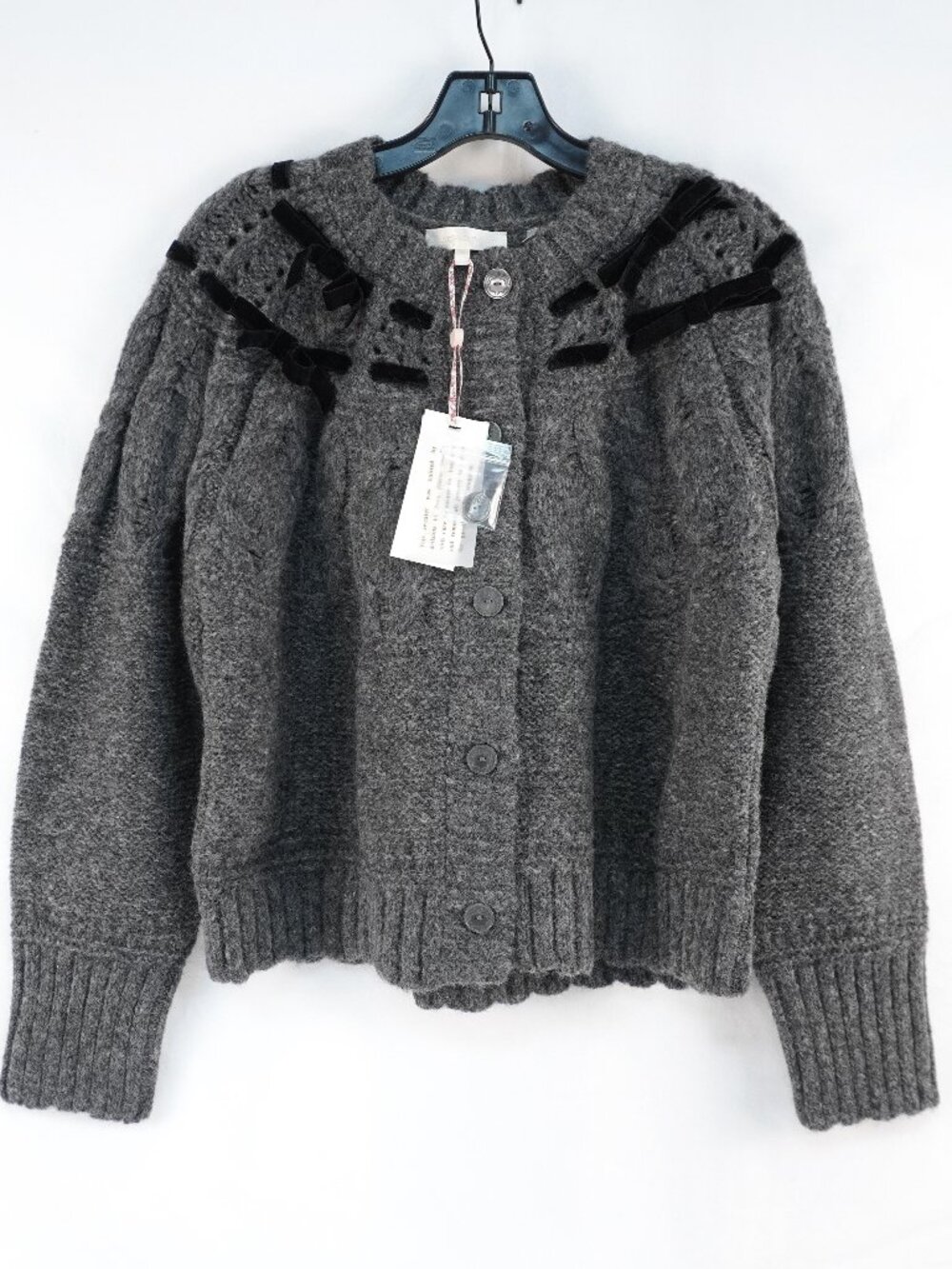 LoveShackFancy Clementian Cardigan In Dark Gray Melange - Women's Size XL - NWT
